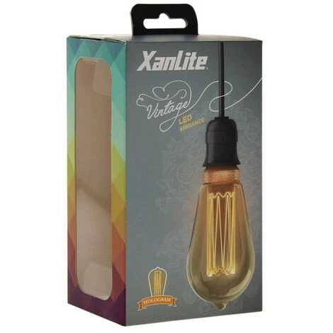 XANLITE - Ampoule LED Déco Hologramme EDISON Au Verre Ambré, Culot E27, 4W Cons., 200 Lumens, Lumière Blanc Chaud - RFDHE200STS 5 XANLITE - Ampoule LED Déco Hologramme EDISON Au Verre Ambré, Culot E27, 4W Cons., 200 Lumens, Lumière Blanc Chaud - RFDHE200STS – Image 5
