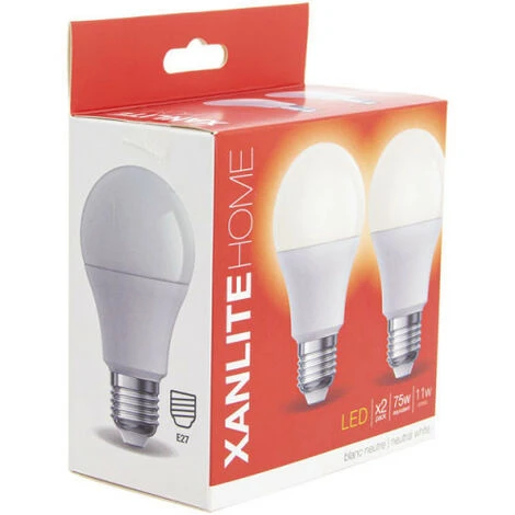 XANLITE - Pack De 2 Ampoules LED Classiques (A60), Culot E27, 11W Cons. (75W Eq.), 1055 Lumens, Lumière Blanc Neutre - PACK2EE1055GCW 5 XANLITE - Pack De 2 Ampoules LED Classiques (A60), Culot E27, 11W Cons. (75W Eq.), 1055 Lumens, Lumière Blanc Neutre - PACK2EE1055GCW – Image 5