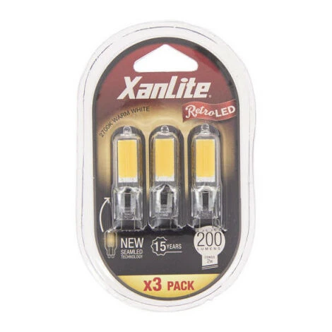XANLITE - Pack De 3 Ampoules RetroLED Caspule, Culot G9, 2,6W Cons. (20W Eq.), 200 Lumens, Lumière Blanc Chaud - PACK3ALG9200 3 XANLITE - Pack De 3 Ampoules RetroLED Caspule, Culot G9, 2,6W Cons. (20W Eq.), 200 Lumens, Lumière Blanc Chaud - PACK3ALG9200 – Image 3