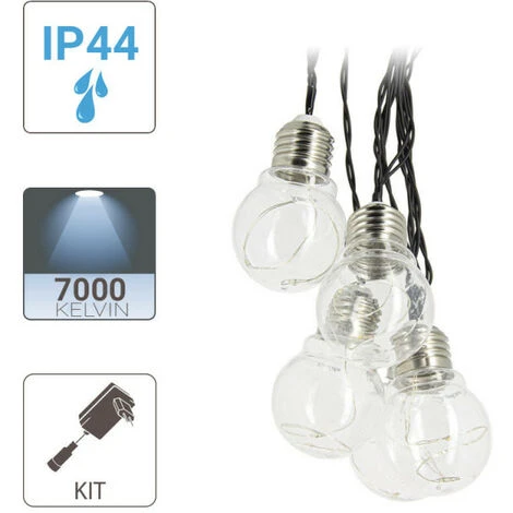 XANLITE - Guirlande LED Blanc Froid, X10 Ampoules, 5m Extensible, Transfo Inclus - GRL5PCWT 4 XANLITE - Guirlande LED Blanc Froid, X10 Ampoules, 5m Extensible, Transfo Inclus - GRL5PCWT – Image 4