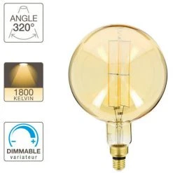 XANLITE - Ampoule LED Déco Globe Giant (XXL) Au Verre Ambré, Culot E27, 8W Cons. (60W Eq.), 800 Lumens, Lumière Blanc Chaud - RFDGE500B200AD -XANLITE Soldes 18355902 4