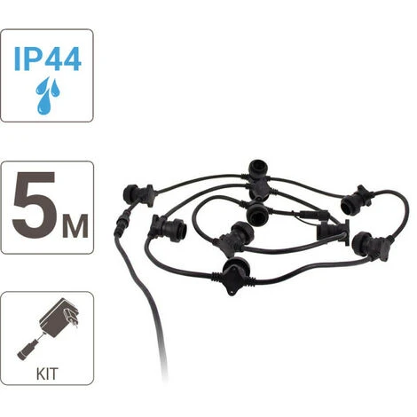 XANLITE - Guirlande Guinguette LED Noire, Compatible Ampoules E27, 5m Extensible - GRL5230VB 4 XANLITE - Guirlande Guinguette LED Noire, Compatible Ampoules E27, 5m Extensible - GRL5230VB – Image 4