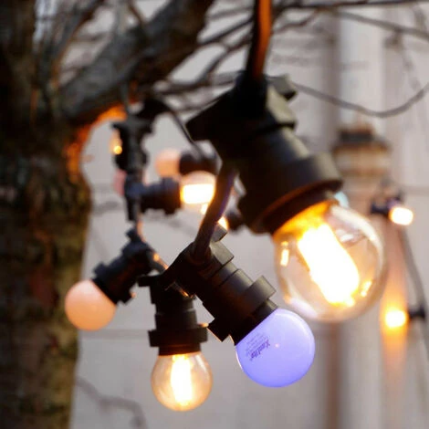 XANLITE - Guirlande Guinguette LED Noire, X10 Ampoules Vintage E27 Incluses, 5m Extensible - GRL5230VBP45F 2 XANLITE - Guirlande Guinguette LED Noire, X10 Ampoules Vintage E27 Incluses, 5m Extensible - GRL5230VBP45F – Image 2