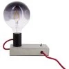 XANLITE - Lampe à Poser FOCO (style Industrielle) En Béton & Fil Rouge, Culot E27 - XDLAPFOCOCR