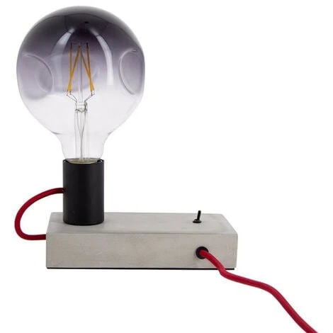XANLITE - Lampe à Poser FOCO (style Industrielle) En Béton & Fil Rouge, Culot E27 - XDLAPFOCOCR 1 XANLITE - Lampe à Poser FOCO (style Industrielle) En Béton & Fil Rouge, Culot E27 - XDLAPFOCOCR