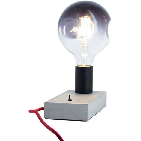 XANLITE - Lampe à Poser FOCO (style Industrielle) En Béton & Fil Rouge, Culot E27 - XDLAPFOCOCR 5 XANLITE - Lampe à Poser FOCO (style Industrielle) En Béton & Fil Rouge, Culot E27 - XDLAPFOCOCR – Image 5