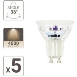 XANLITE - Lot X5 Ampoules LED Spot, Culot GU10, Conso 4,8 W, Eq. 50 W, Blanc Neutre - PACK5RCXG50SCW 7 XANLITE - Lot X5 Ampoules LED Spot, Culot GU10, Conso 4,8 W, Eq. 50 W, Blanc Neutre - PACK5RCXG50SCW -XANLITE Soldes 30042871 3