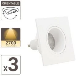 XANLITE - Lot 3 Spots GU10 50W 2700K Carré Orientable Blanc IP20 - PACK3SP50CAB -XANLITE Soldes 31819501 4