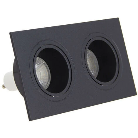 XANLITE - Spot 2 Têtes GU10 50W 2700K Carré Orientable Noir IP20 - SP502TCAN 1 XANLITE - Spot 2 Têtes GU10 50W 2700K Carré Orientable Noir IP20 - SP502TCAN