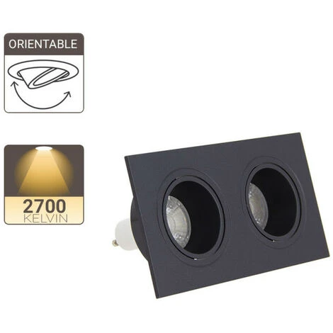 XANLITE - Spot 2 Têtes GU10 50W 2700K Carré Orientable Noir IP20 - SP502TCAN 4 XANLITE - Spot 2 Têtes GU10 50W 2700K Carré Orientable Noir IP20 - SP502TCAN – Image 4