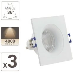 XANLITE - Lot 3 Spots GU10 50W 4000K Carré Blanc IP44 - PAK3SP50CIP44BCW -XANLITE Soldes 31819506 4