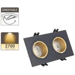 XANLITE - Spot 2 Têtes GU10 50W 2700K Carré Orientable Noir Et Or IP20 - SP502TCANO -XANLITE Soldes 31819512 4