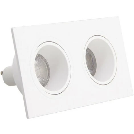 XANLITE - Spot 2 Têtes GU10 50W 2700K Carré Orientable Blanc IP20 - SP502TCAB 1 XANLITE - Spot 2 Têtes GU10 50W 2700K Carré Orientable Blanc IP20 - SP502TCAB