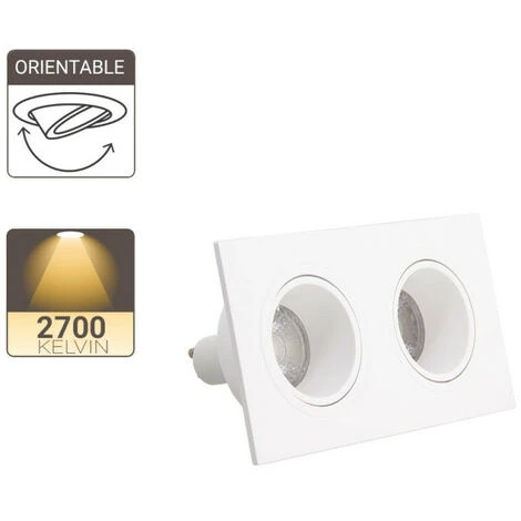 XANLITE - Spot 2 Têtes GU10 50W 2700K Carré Orientable Blanc IP20 - SP502TCAB 4 XANLITE - Spot 2 Têtes GU10 50W 2700K Carré Orientable Blanc IP20 - SP502TCAB – Image 4