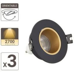 XANLITE - Lot 3 Spots GU10 50W 2700K Rond Orientable Noir Et Or IP20 - PACK3SP50RANO 8 XANLITE - Lot 3 Spots GU10 50W 2700K Rond Orientable Noir Et Or IP20 - PACK3SP50RANO -XANLITE Soldes 31819518 4