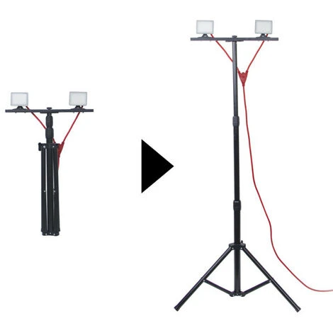 XANLITE - Projecteur De Chantier LED Sur Pied, Filaire, X2 Projecteurs 20 W, 2800 Lumens - PR20W2T 3 XANLITE - Projecteur De Chantier LED Sur Pied, Filaire, X2 Projecteurs 20 W, 2800 Lumens - PR20W2T – Image 3