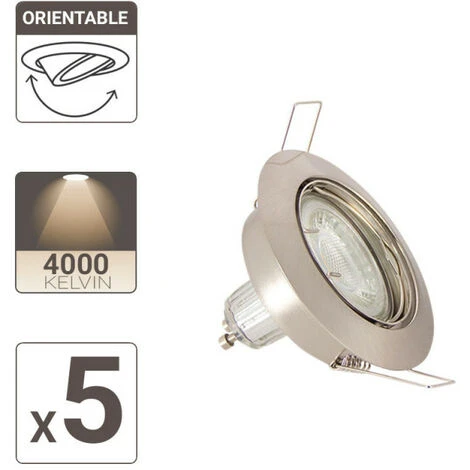 XANLITE - Lot De 5 Spots Encastrés Metal Brossé - ORIENTABLE - Ampoule LED GU10 Incluses - Cons. 5W (eq. 50W) - 345 Lumens - Blanc Neutre - PACK5SP50ASCW 4 XANLITE - Lot De 5 Spots Encastrés Metal Brossé - ORIENTABLE - Ampoule LED GU10 Incluses - Cons. 5W (eq. 50W) - 345 Lumens - Blanc Neutre - PACK5SP50ASCW – Image 4