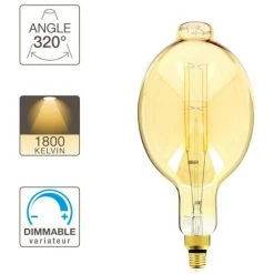 XANLITE - Ampoule LED Giant (BT180) / Vintage Au Verre Ambré, Dimmable, Culot E27, 8W Cons. (60W Eq.), 800 Lumens, Lumière Blanc Chaud - RFDGE500BT18AD -XANLITE Soldes 47378333 5