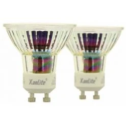 XANLITE - Lot De 2 Ampoules LED Spots Au Culot GU10, 5W Cons. (50W Eq.), Lumière Blanche Chaude - PACK2VG50S