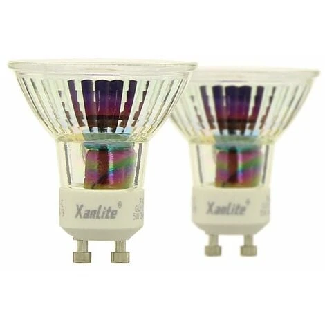 XANLITE - Lot De 2 Ampoules LED Spots Au Culot GU10, 5W Cons. (50W Eq.), Lumière Blanche Chaude - PACK2VG50S 1 XANLITE - Lot De 2 Ampoules LED Spots Au Culot GU10, 5W Cons. (50W Eq.), Lumière Blanche Chaude - PACK2VG50S