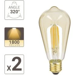 XANLITE - Pack De 2 Ampoules à Filament LED Vintage ST64, Ambrées, Culot E27, 806 Lumens, Blanc Chaud - PACK2RFDE800STA -XANLITE Soldes 47378400 3