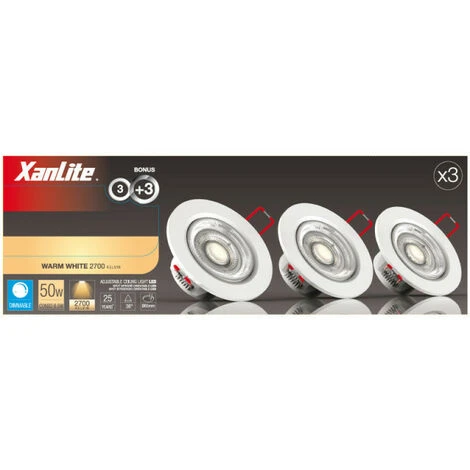 XANLITE - Lot De 3 Spots Encastrable LED Intégrés - Dimmable Et Orientable - Cons. 5W (eq. 50W) - 345 Lumens - Blanc Chaud - PACK3SEL345D 5 XANLITE - Lot De 3 Spots Encastrable LED Intégrés - Dimmable Et Orientable - Cons. 5W (eq. 50W) - 345 Lumens - Blanc Chaud - PACK3SEL345D – Image 5