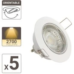 XANLITE - Lot De 5 Spots Encastrés Metal Blanc - Orientable* - Ampoule LED GU10 Incluses - Cons. 5W (eq. 50W) - 345 Lumens - Blanc Chaud - PACK5SP50AB -XANLITE Soldes 47378478 3