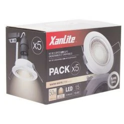 XANLITE - Lot De 5 Spots Encastrés Metal Blanc - Orientable* - Ampoule LED GU10 Incluses - Cons. 5W (eq. 50W) - 345 Lumens - Blanc Chaud - PACK5SP50AB -XANLITE Soldes 47378478 5