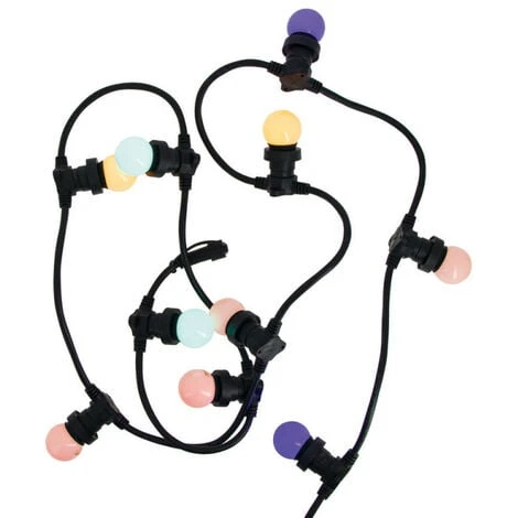 XANLITE - Guirlande Guinguette LED Noire, X10 Ampoules RVB E27 Incluses, 5m Extensible - GRL5230VBP45RVBJR 1 XANLITE - Guirlande Guinguette LED Noire, X10 Ampoules RVB E27 Incluses, 5m Extensible - GRL5230VBP45RVBJR
