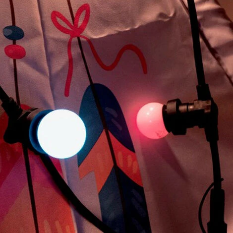 XANLITE - Guirlande Guinguette LED Noire, X10 Ampoules RVB E27 Incluses, 5m Extensible - GRL5230VBP45RVBJR 2 XANLITE - Guirlande Guinguette LED Noire, X10 Ampoules RVB E27 Incluses, 5m Extensible - GRL5230VBP45RVBJR – Image 2