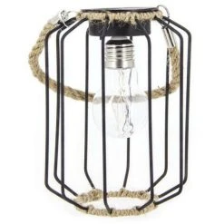 XANLITE - Lanterne Solaire IP44 Blanc Chaud Métal Et Corde 6h D'autonomie - SORETRO4