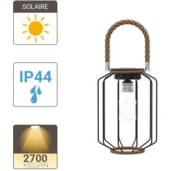 XANLITE - Lanterne Solaire IP44 Blanc Chaud Métal Et Corde 6h D'autonomie - SORETRO4 9 XANLITE - Lanterne Solaire IP44 Blanc Chaud Métal Et Corde 6h D'autonomie - SORETRO4 -XANLITE Soldes 47378571 5