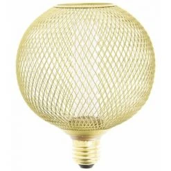 XANLITE - Ampoule Déco Cage Boule Doré, Culot E27, Hologramme, Blanc Chaud - RFDHE150BCAL