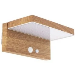 XANLITE - Applique Murale Solaire IP44 600 Lumens - Détecteur De Mouvements - 3 Modes De Fonctionnement - Finitions Bois - SO1911AW