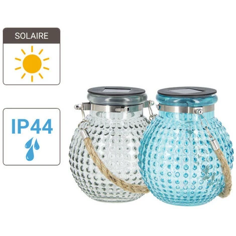XANLITE - Lanterne Solaire Boule IP44 - Finition Verre Teinté - Bleu Ou Gris - SOLABVT 4 XANLITE - Lanterne Solaire Boule IP44 - Finition Verre Teinté - Bleu Ou Gris - SOLABVT – Image 4