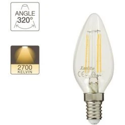 XANLITE - Ampoule à Filament LED Flamme, Culot E14, 4W Cons. (40W Eq.), Lumière Blanc Chaud - RFV470F -XANLITE Soldes 47378625 4