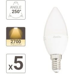 XANLITE - Lot X5 Ampoules LED Flamme, Culot E14, 5,5W Cons. (40 W éq), Lumière Blanc Chaud - PACK5EV470F -XANLITE Soldes 47378676 3