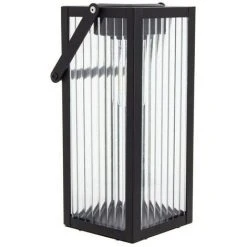 XANLITE - Lanterne Solaire Nomade 26cm IP44 - Verre Ciselé & Métal - Noir - SOLARVC