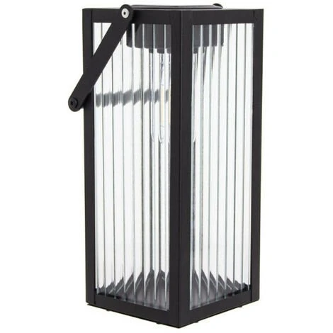 XANLITE - Lanterne Solaire Nomade 26cm IP44 - Verre Ciselé & Métal - Noir - SOLARVC 1 XANLITE - Lanterne Solaire Nomade 26cm IP44 - Verre Ciselé & Métal - Noir - SOLARVC