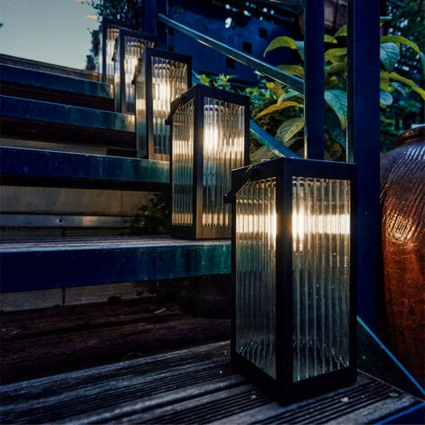 XANLITE - Lanterne Solaire Nomade 26cm IP44 - Verre Ciselé & Métal - Noir - SOLARVC 2 XANLITE - Lanterne Solaire Nomade 26cm IP44 - Verre Ciselé & Métal - Noir - SOLARVC – Image 2