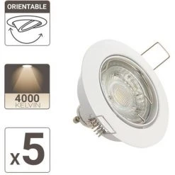 XANLITE - Lot De 5 Spots Encastrés Metal Blanc - ORIENTABLE - Ampoule LED GU10 Incluses - Cons. 5W (eq. 50W) - 345 Lumens - Blanc Neutre - PACK5SP50ABCW -XANLITE Soldes 47378764 4
