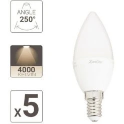 XANLITE - Lot X5 Ampoules LED Flamme, Culot E14, 5,5W Cons. (40W éq.), Lumière Blanc Neutre - PACK5EV470FCW -XANLITE Soldes 47378810 3