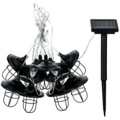 XANLITE - Guirlande Solaire Industrielle 5m IP44 - 10 Boules - Métal - Noir - GRL5INDUS