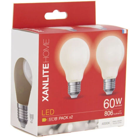 XANLITE - Lot De 2 Ampoules Filament LED A60 Opaque, Culot B22, 806 Lumens, équivalence 60 W, 4000 Kelvins, Blanc Neutre - PACK2RFB806GOCW 5 XANLITE - Lot De 2 Ampoules Filament LED A60 Opaque, Culot B22, 806 Lumens, équivalence 60 W, 4000 Kelvins, Blanc Neutre - PACK2RFB806GOCW – Image 5