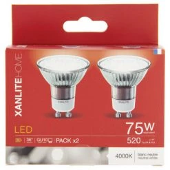 XANLITE - Lot De 2 Ampoules SMD LED, Culot GU10, 520 Lumens, équivalence 75W, 4000 Kelvins, Blanc Neutre - PACK2VG75SCW -XANLITE Soldes 64569518 5
