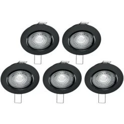 XANLITE - Lot De 5 Spots Noirs Encastrables LED Avec Ampoules Incluses, Culot GU10, 345 Lumens, équivalence 50 W, 4000K, Blanc Neutre - PACK5SP50ANCW