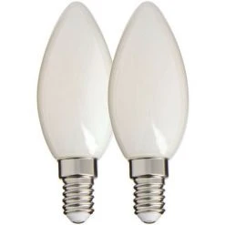 XANLITE - Lot De 2 Ampoules Filament LED Flamme Opaque, Culot E14, 470 Lumens, Equivalence 40W, 4000 Kelvins, Blanc Neutre - PACK2RFV470FOCW