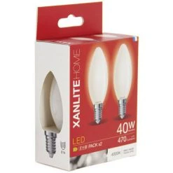 XANLITE - Lot De 2 Ampoules Filament LED Flamme Opaque, Culot E14, 470 Lumens, Equivalence 40W, 4000 Kelvins, Blanc Neutre - PACK2RFV470FOCW -XANLITE Soldes 64571801 5