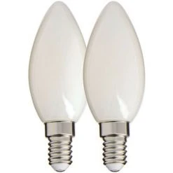 XANLITE - Lot De 2 Ampoules Filament LED Flamme Opaque, Culot E14, 470 Lumens, équivalence 40W, 2700 Kelvins, Blanc Chaud - PACK2RFV470FO