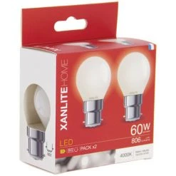 XANLITE - Lot De 2 Ampoules Filament LED P45, Culot B22, 806 Lumens (équivalence 60W, 4000 Kelvin, Blanc Neutre - PACK2RFB806POCW 9 XANLITE - Lot De 2 Ampoules Filament LED P45, Culot B22, 806 Lumens (équivalence 60W, 4000 Kelvin, Blanc Neutre - PACK2RFB806POCW -XANLITE Soldes 64576719 5